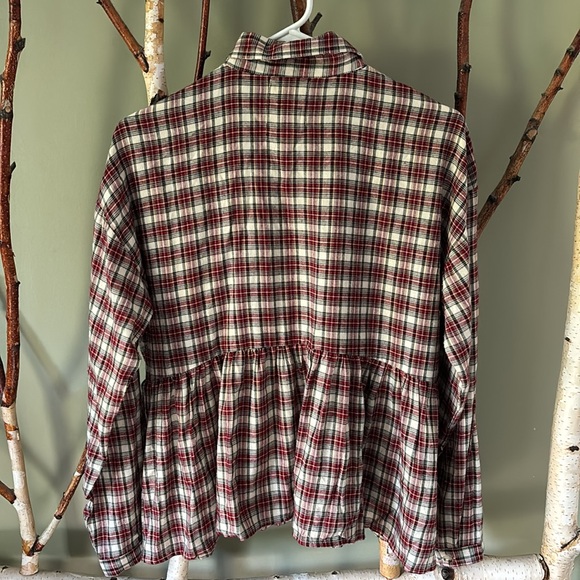 Japna Plaid Collection peplum style button down - Picture 2 of 6